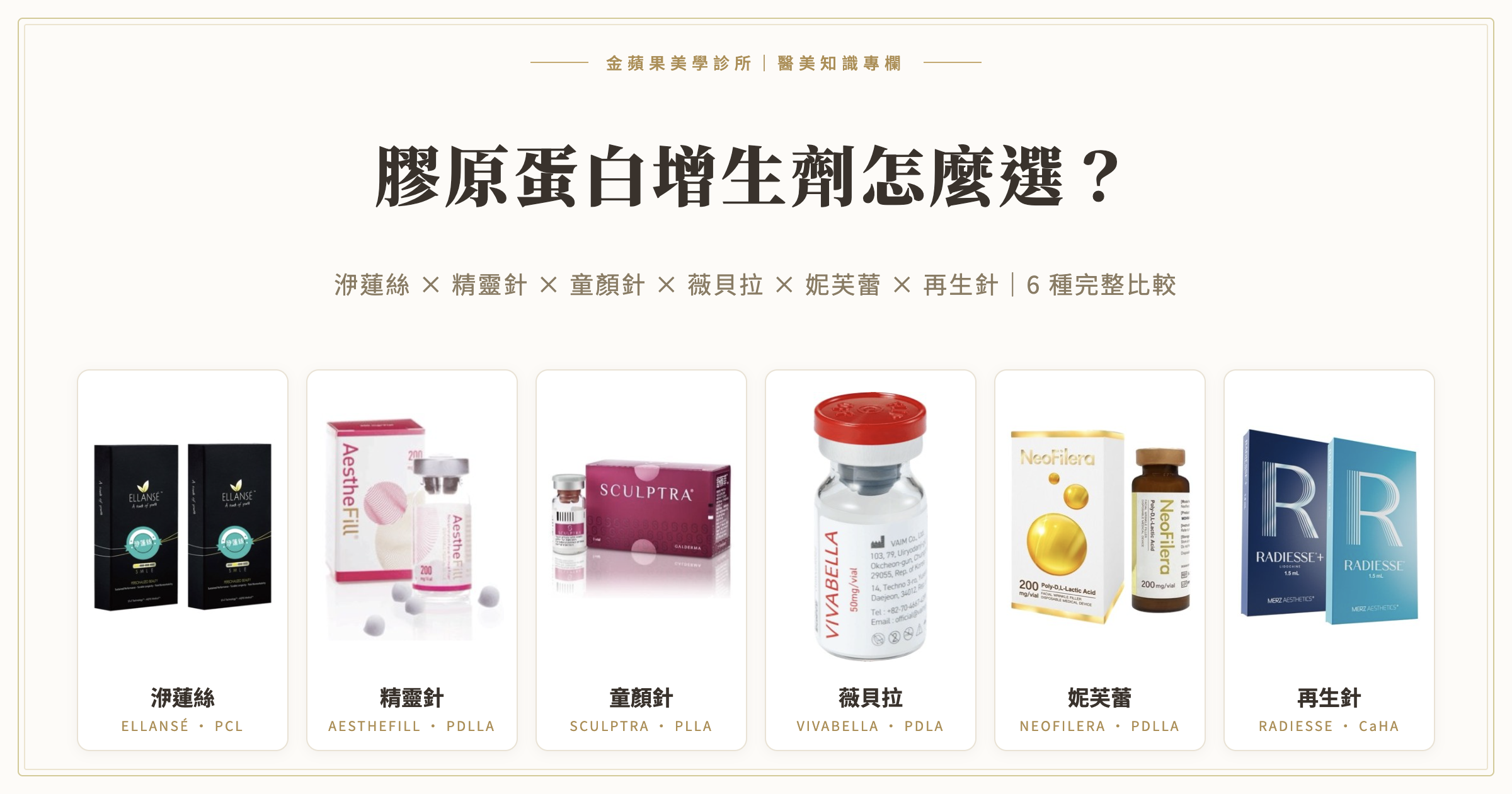 膠原蛋白增生劑怎麼選?洢蓮絲、精靈針、童顏針、薇貝拉、妮芙蕾、再生針 6 種比較
